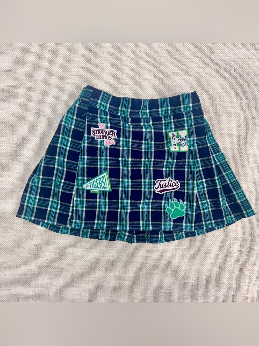 Justice x Stranger Things Netflix Hawkins Tigers Plaid Skort Girls S 7/8